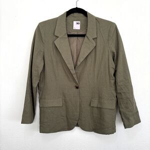 So Womens Linen Blend Blazer XL Unstructured Career Preppy Academia Basic Lagenl